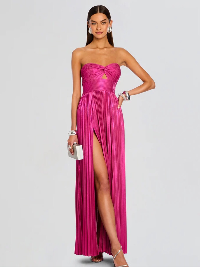 Retrofte Elora Dress In Hot Pink